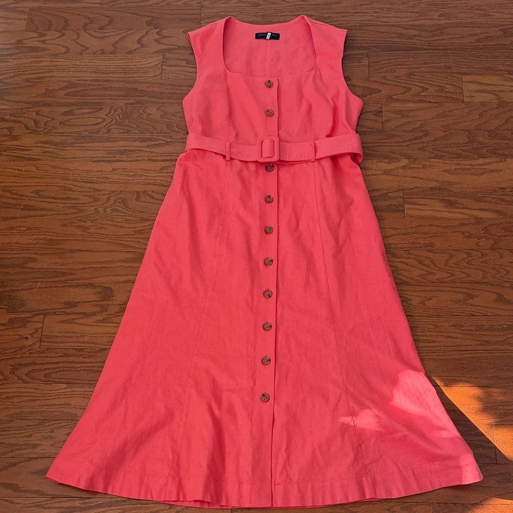 Banana Republic linen blend button front midi dress - Picture 1 of 9